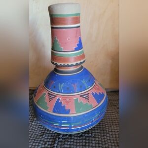 Handcrafted Multicolor Pottery Water Jug or Decorative Piece.